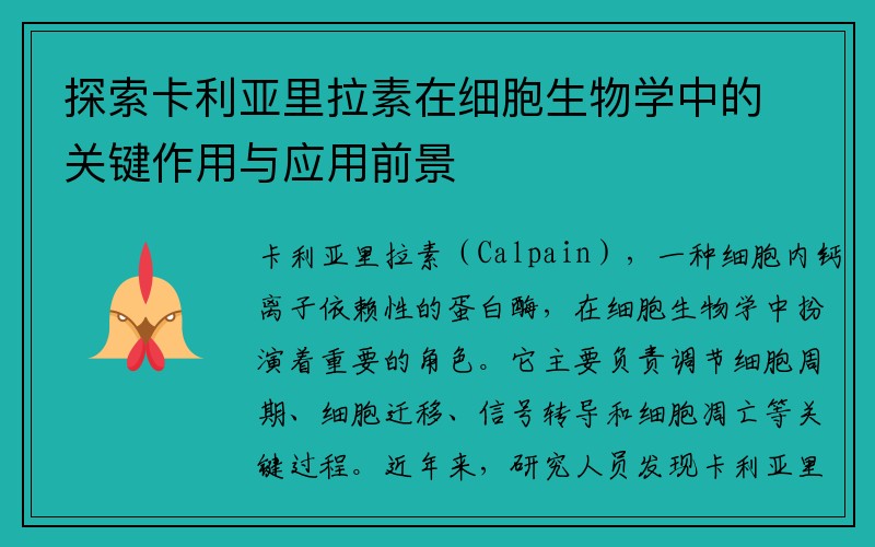 探索卡利亚里拉素在细胞生物学中的关键作用与应用前景